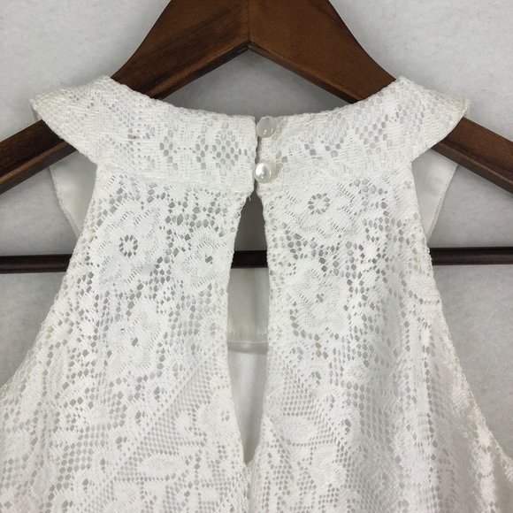 Three Pink Hearts NWT Women's Size Small White High Neck Sleeveless Mini Dress - Picture 10 of 10